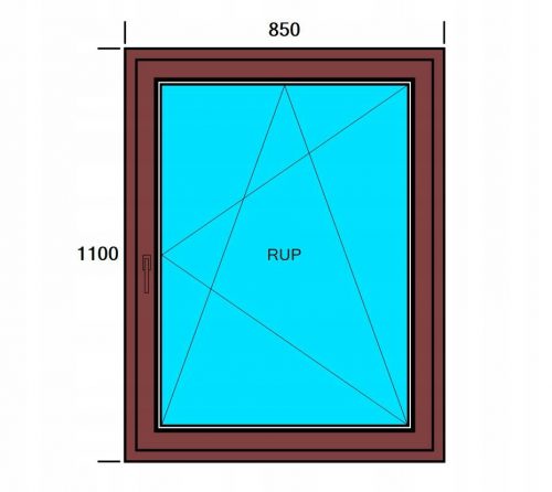 Ablak - PVC ABLAK 850x1100 RU KÜLSŐ DIÓ, BAL