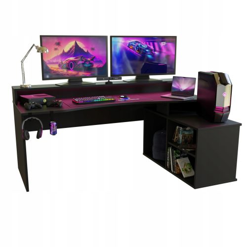 Fekete Gaming Desk 200 cm Supernova214 LED