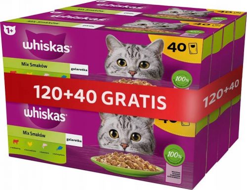 Konzerv macskáknak - Whiskas keverék ízek zselé 120x85g+40x85 g ingyenes