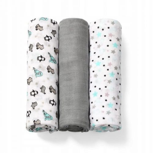 Textil pelenka - BabyOno BAMBUSZ PELENKA 3 db SZÜRKE 70x70