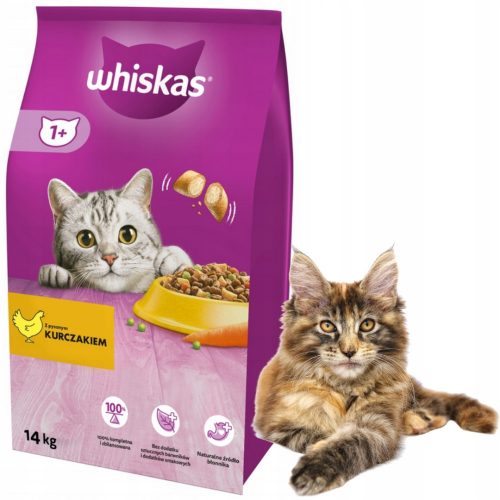 Granulátum macskáknak - WHISKAS Adult Chicken macskaeledel 14kg INGYENES