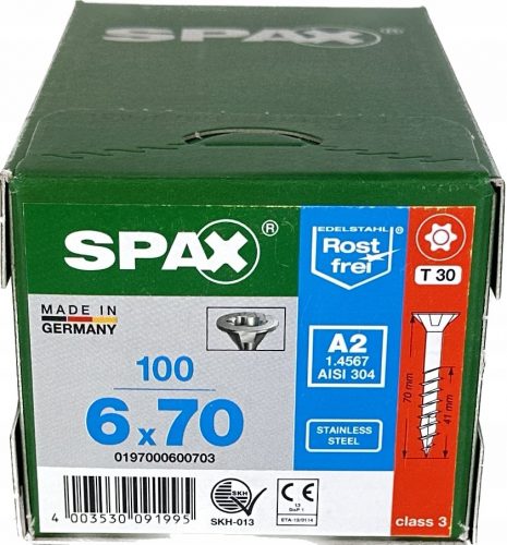  Spax facsavarok 6 x 70 mm 100 db.