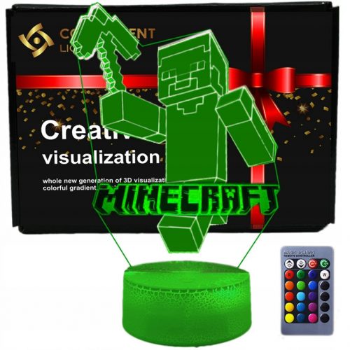  3D LED USB éjszakai lámpa + távirányító Minecraft játék