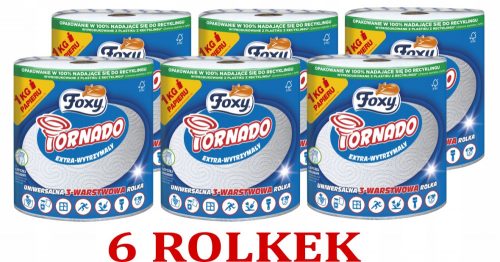 Konyharuha - Foxy TORNADO papírtörlő, fehér, 6 tekercs