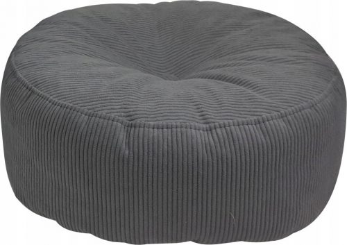 Pouf kerek henger lábtámasz, szürke kordbársony 47x20cm