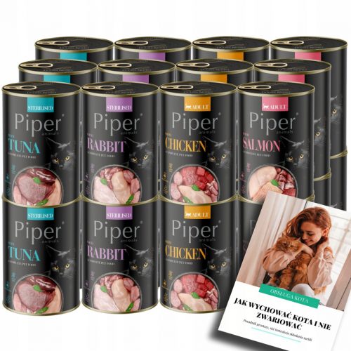  PIPER nedves táp felnőtt macskáknak CAN ízek keveréke 24x400G + EBOOK CAT