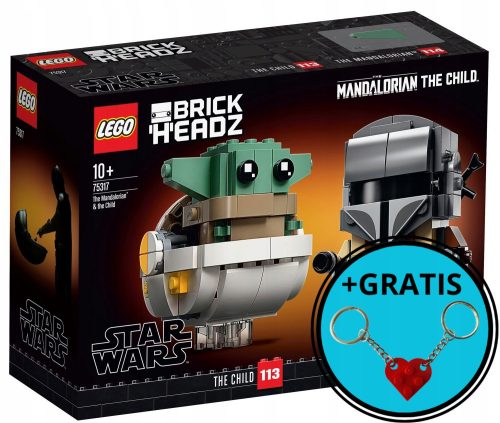  LEGO BrickHeadz 75317 The Mandalorian and the Child + LEGO szív kulcstartó