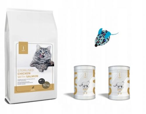 Granulátum macskáknak - 1 CAT sterilizált csirke lazacos 10 kg + freebies