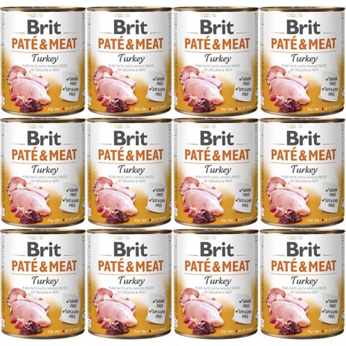 Nedves kutyaeledel - Brit Paté és hús pulykával 12x800g