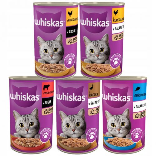 Konzerv macskáknak - Whiskas felnőtt keverék 5 ízű étel 24x400g