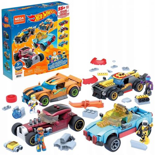 Építőkészlet, szívószálak - Mattel Mega Construx Hot Wheels Tuning 485 EL