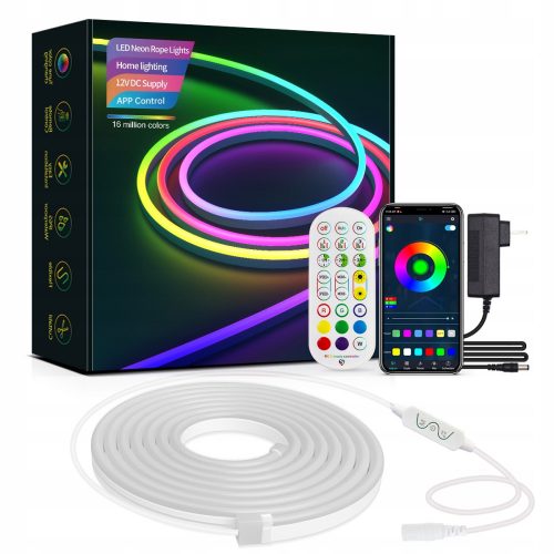 NEON LED STRIP 5M RGB TÁVIRÁNYÍTÓ BLUETOOTH ALKALMAZÁS