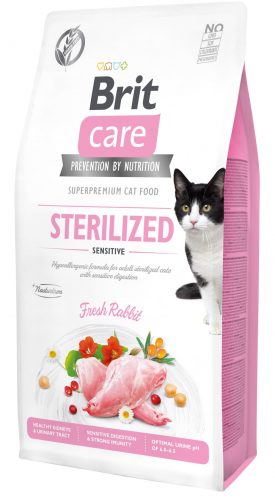 Granulátum macskáknak - Brit Care Cat GF sterilizált érzékeny nyúl 7 kg