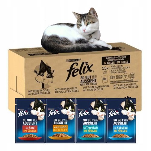 Konzerv macskáknak - Felix Sachets a CAT 120X85G -hez