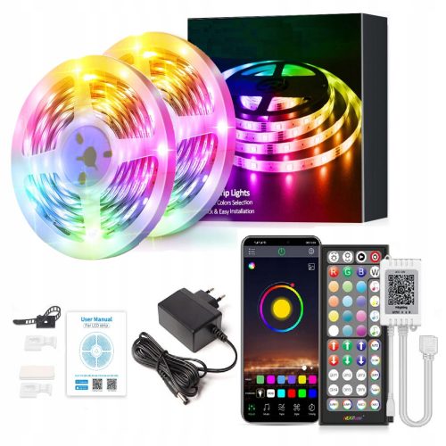 LED szalag 10M RGB5050 mobil alkalmazás Bluetooth pilóta tápegység 12 V