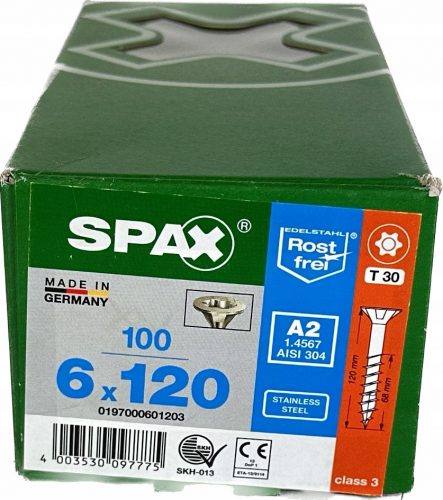 Spax facsavarok 6 x 120 mm 100 db.