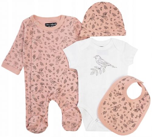 Gyermek ruhakészlet - Layette egy újszülötthez 4 Pink Birds 74 R041D