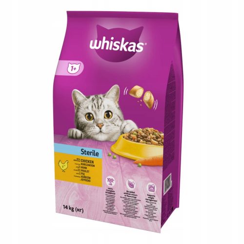 Granulátum macskáknak - STERIL WHISKAS FINOM SZÁRAZ CSIRKEVEL 14KG