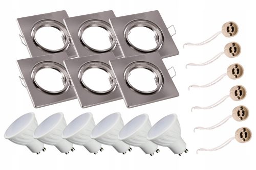 KÉSZLET 6x LED 6W halogén KRÓM SZÖGYETES VILÁGÍTÁS