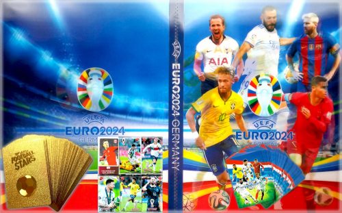  Futballalbum 240 EURO 2024 kártyához + 90 KÁRTYA, beleértve az Euro 2024 + aranyat