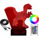 Gyermek éjszakai lámpa - Dinoszaurusz 3D -s éjjeli lámpa színes RGB raptor