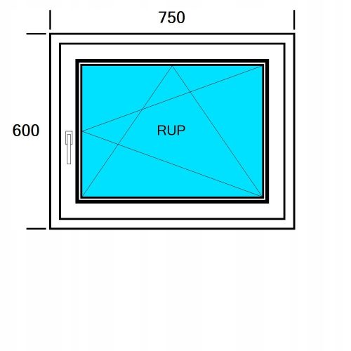 Ablak - PVC ABLAK 750x600 RU FEHÉR, JOBBRA