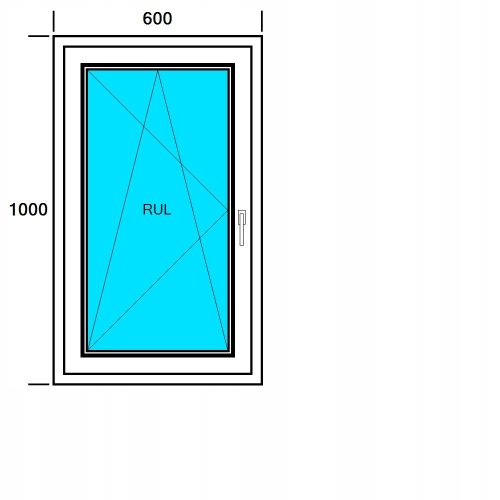 Ablak - PVC ABLAK 600x1000 RU FEHÉR, BAL