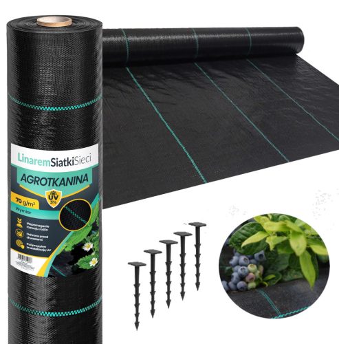 Agrotextília - AGROTEXTIL 70G 1,6x50m FEKETE AGROTEXTIL UV 3%