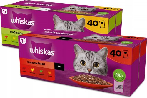 Konzerv macskáknak - Whiskas felnőtt tasak 2x40x85 g ízek keveréke 3