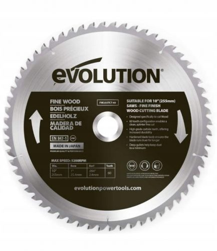  Evolution FW255TCT-60 fa fűrészlap 255x25,4 mm