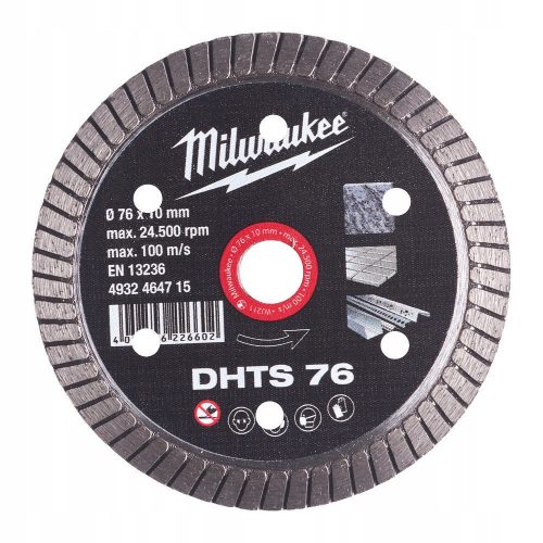 DHTS 76 mm-es MILWAUKEE gyémánt tárcsa