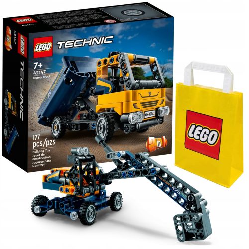  LEGO Technic Dömper 42147 + LEGO Papírtáska 6315786 sárga 24x8x18 cm