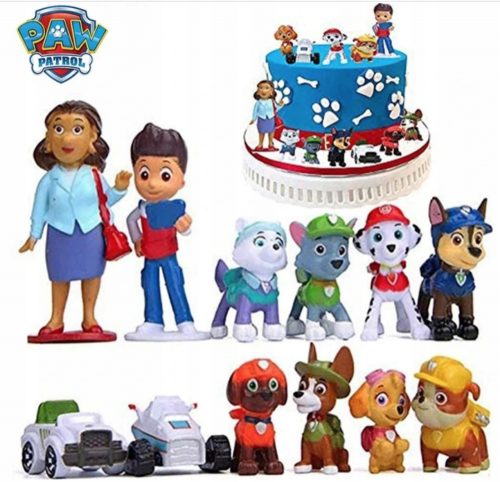  PAW PATROL FIGURINES kutyakészlet, járművek, 12 db.