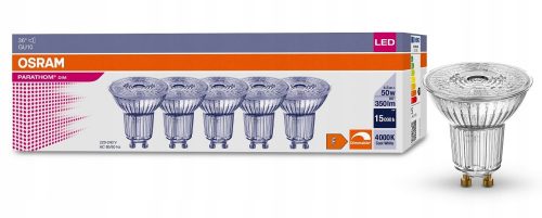 5 X PPAR16 LED BUTERS 4.5W GU10 4000K 350 lm DIM