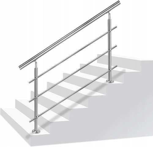 Rozsdamentes acél korlát 3 keresztrúddal, 160 cm