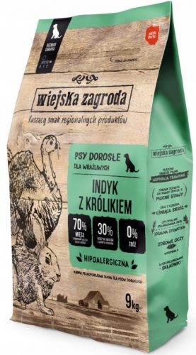  Száraztáp Wiejska Zagroda pulyka nyúllal 9 kg