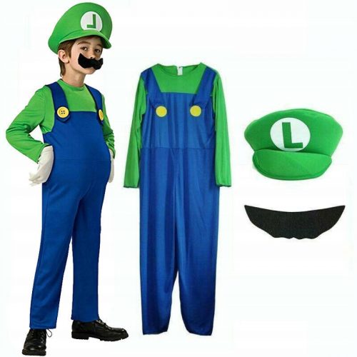 Unisex gyerek jelmez - Super Mario Luigi ruházat testvér S jelmez S 100-115cm