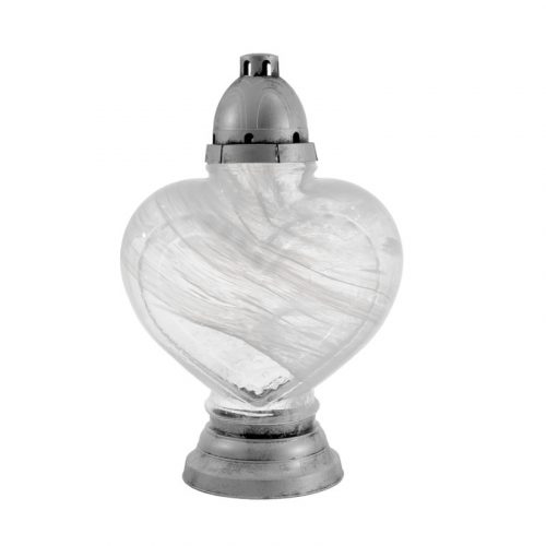 Sírgyertyák gyászgyertyák - SNOCZ Heart - Világos üveg Alabaster - h. 35,5 cm