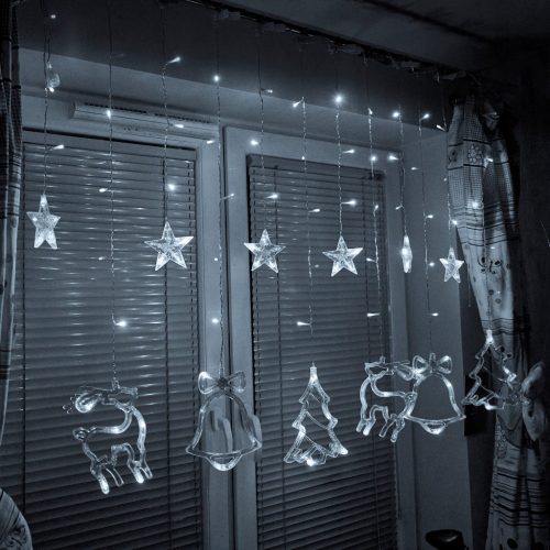 Karácsonyi díszek - LED függöny lámpák figurákkal 3m 125LED meleg bi