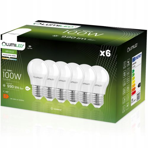 6x LED izzó E27 P45 KULKA 10W 4000K CCD prémium