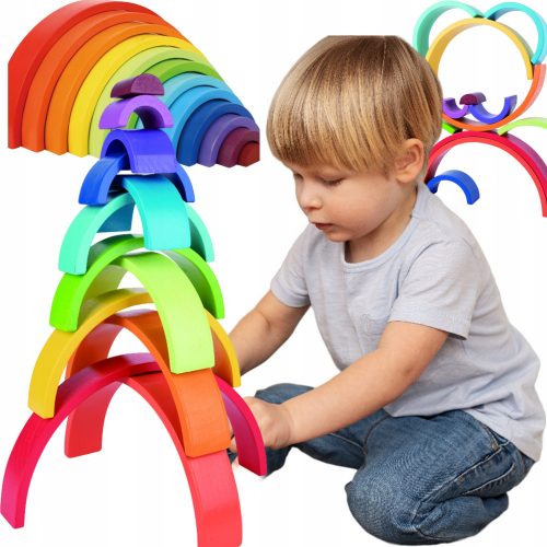 Fa puzzle - RAINBOW PUZZLE MONTESSORI KREATÍV BLOKKOK TOOKY