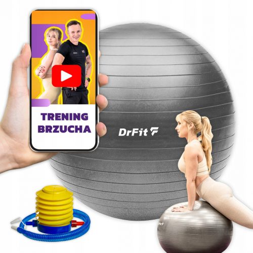  DrFit Gym rehabilitációs labda pumpával, 75 cm, szürke