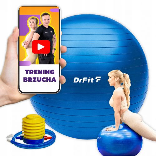  DrFit Fitness edzőlabda pumpával, 65 cm, kék