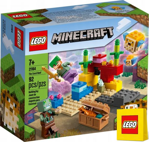  LEGO Minecraft 21164 Korallzátony + Papírtáska LEGO 6315786 sárga 24x8x18 cm