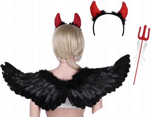 Lány jelmez - ÖRDÖG KELLEMEZ DEVIL HALLOWEEN WINGS SZARV 60cm