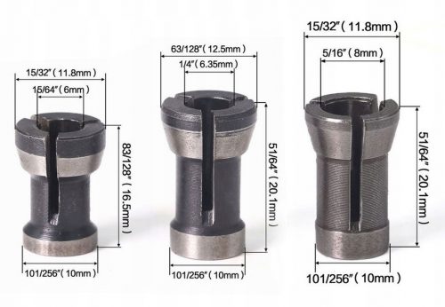 Fúrótokmány - 3 malomcsökkentő hüvely 6 mm 6 mm 6,35 mm