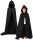 Lány jelmez - Long Cape Black Halloween varázsló 146/152