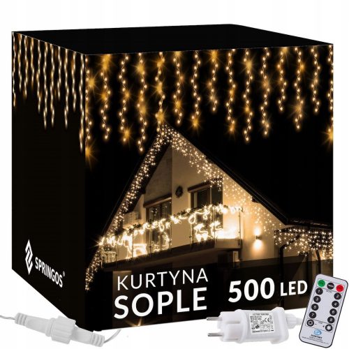 Kültéri karácsonyi világítás - Sople 500 LED külső lámpák 22,5 m Pilot Flash Girl és könnyű függöny