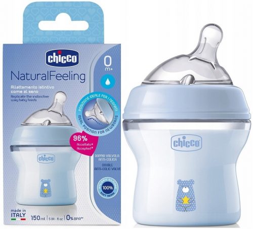 Bébiüveg - Chicco természetes érzéses palack + cumi 150ml 0m +