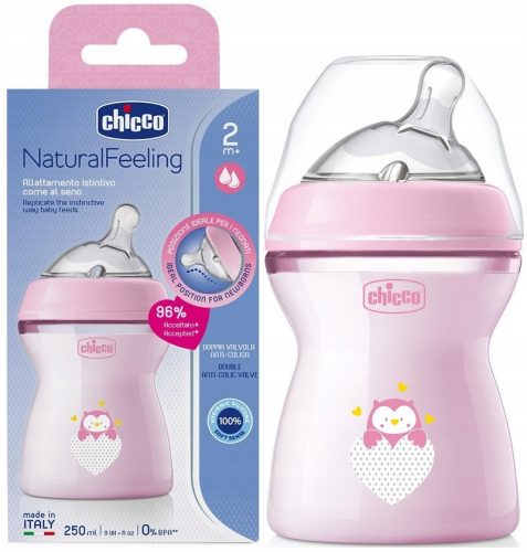 Bébiüveg - CHICCO ANTI-COLIC PALAK NATURAL FELING + cumi 250ml 2m+